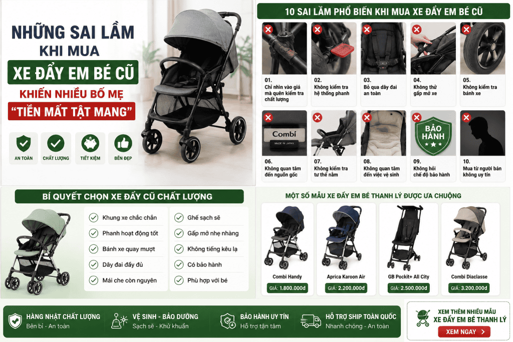 Những sai lầm khi mua xe đẩy em bé cũ